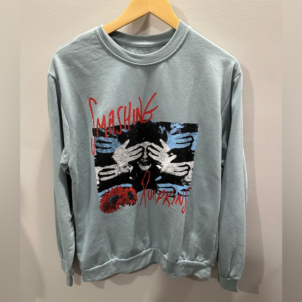 Smashing Pumpkins Unisex Large Light Green Sweatshirt Long Sleeve Pullover